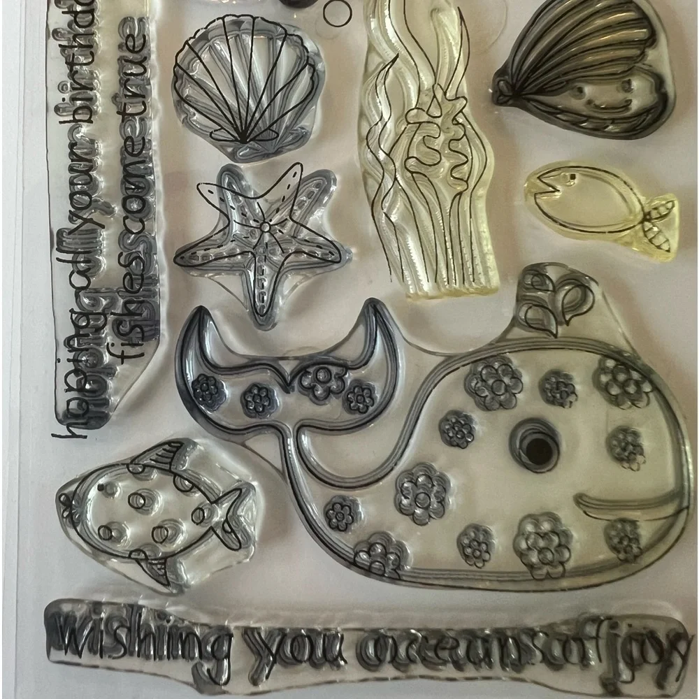 Hero Arts Set of 2 Cling Stamp Sets Oceans of Joy CL372  Happy Hello CL231 Birds